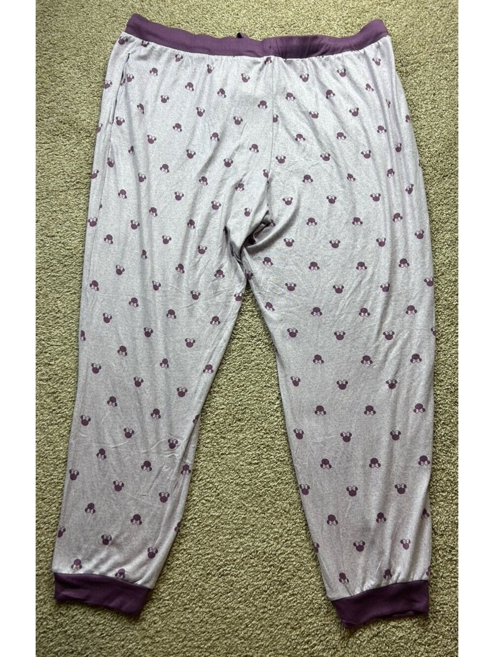 Disney Women's 2Pc Pajama Set Purple Print Short Sleeve Jogger Pants Sz XXL - Picture 5 of 9